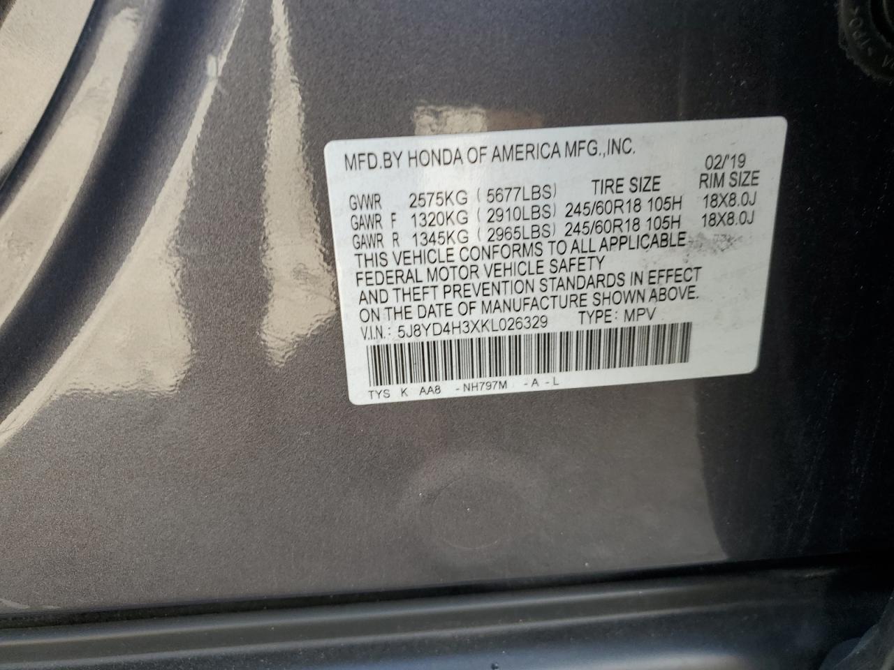 2019 Acura Mdx VIN: 5J8YD4H3XKL026329 Lot: 91189875