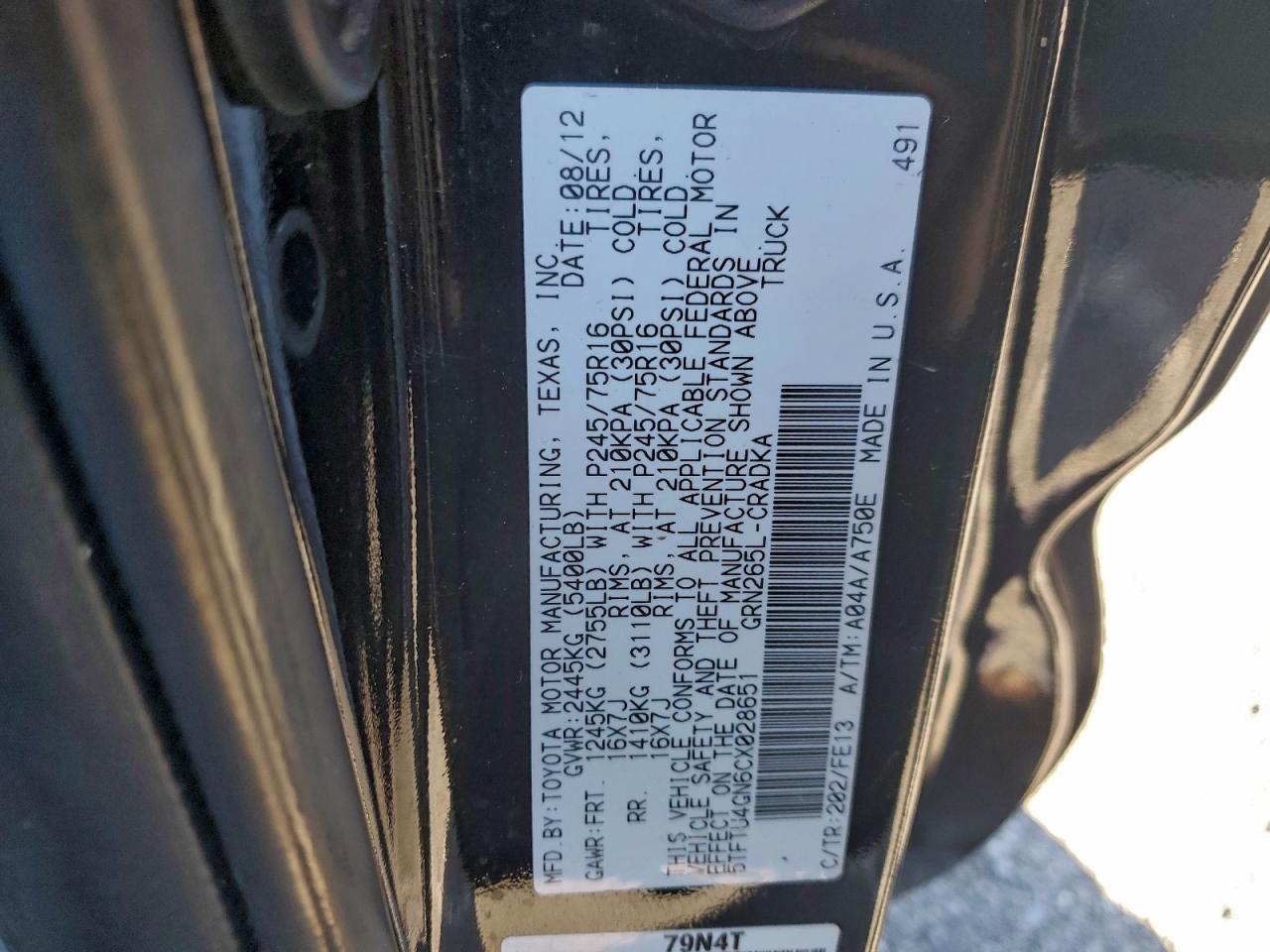 2012 Toyota Tacoma Prerunner Access Cab VIN: 5TFTU4GN6CX028651 Lot: 94370335