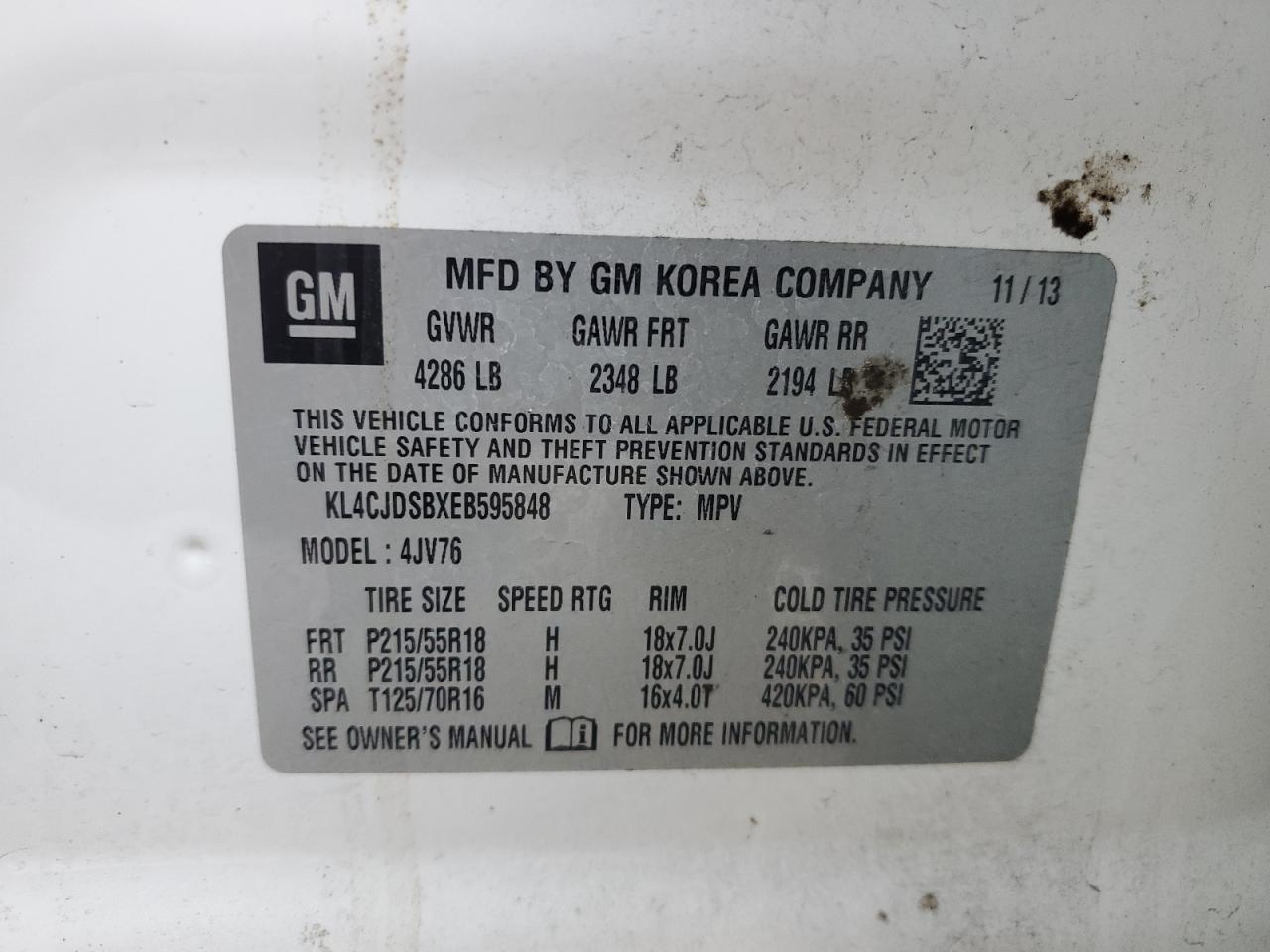 2014 Buick Encore Premium VIN: KL4CJDSBXEB595848 Lot: 93481005