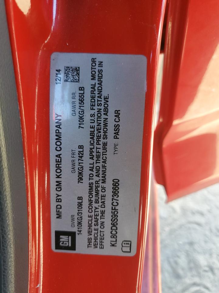 2015 Chevrolet Spark 1Lt VIN: KL8CD6S95FC736660 Lot: 91820795