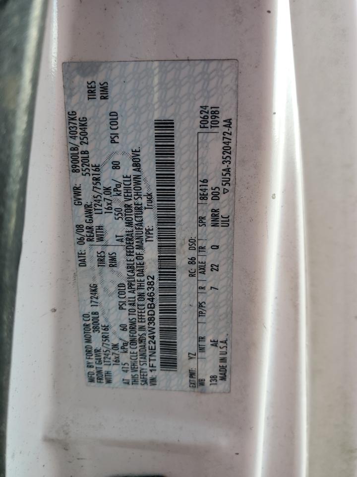 2008 Ford Econoline E250 Van VIN: 1FTNE24W38DB46382 Lot: 93564255