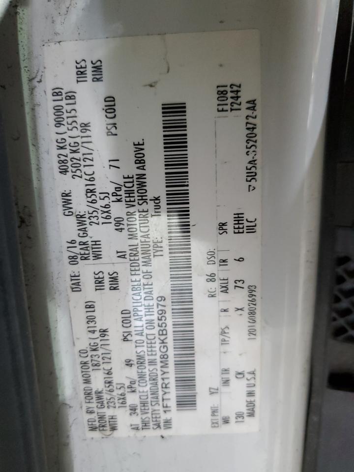 2016 Ford Transit 250 Delivery Van VIN: 1FTYR1YM8GKB55979 Lot: 90506415