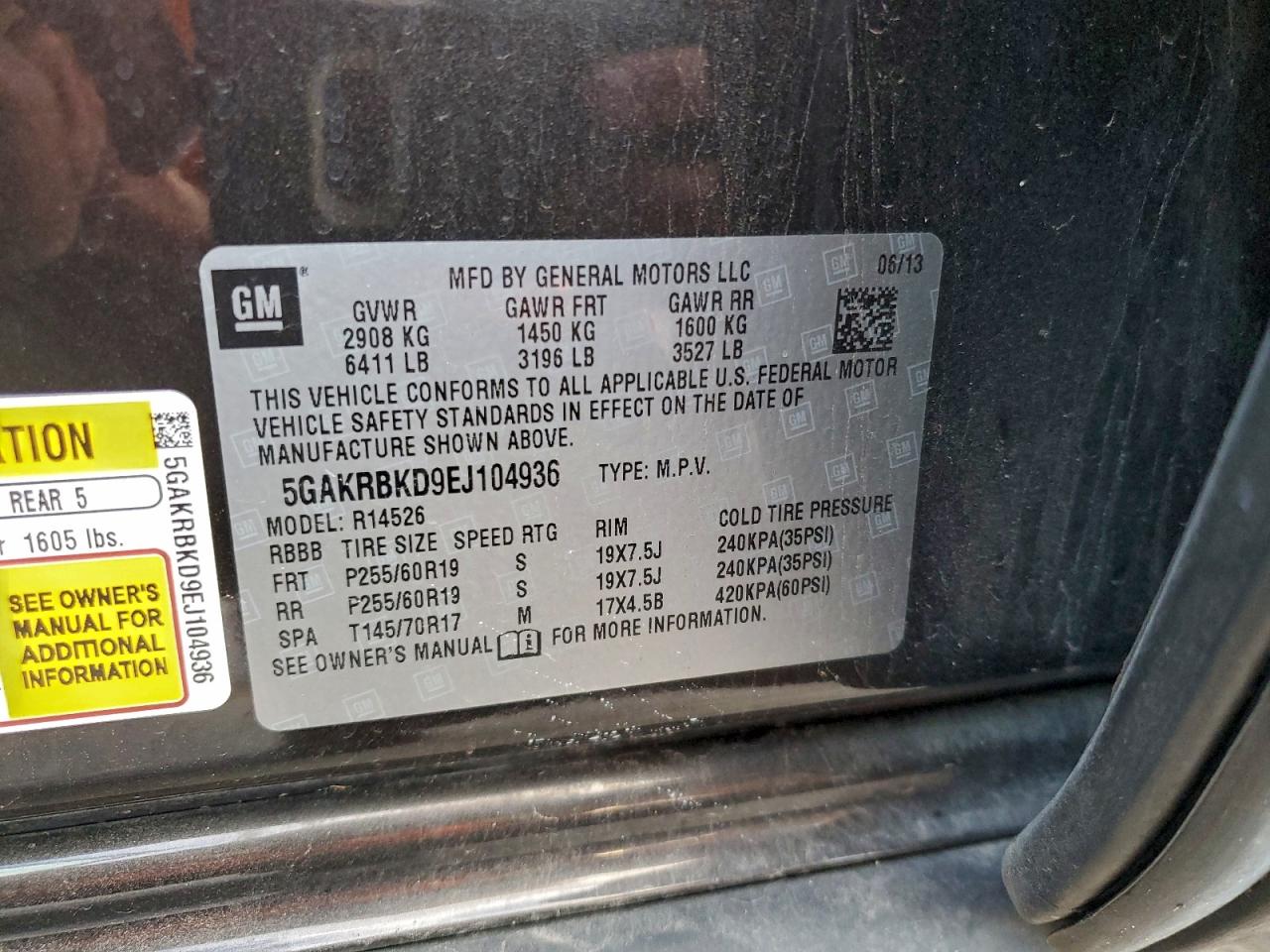 2014 Buick Enclave VIN: 5GAKRBKD9EJ104936 Lot: 92682205