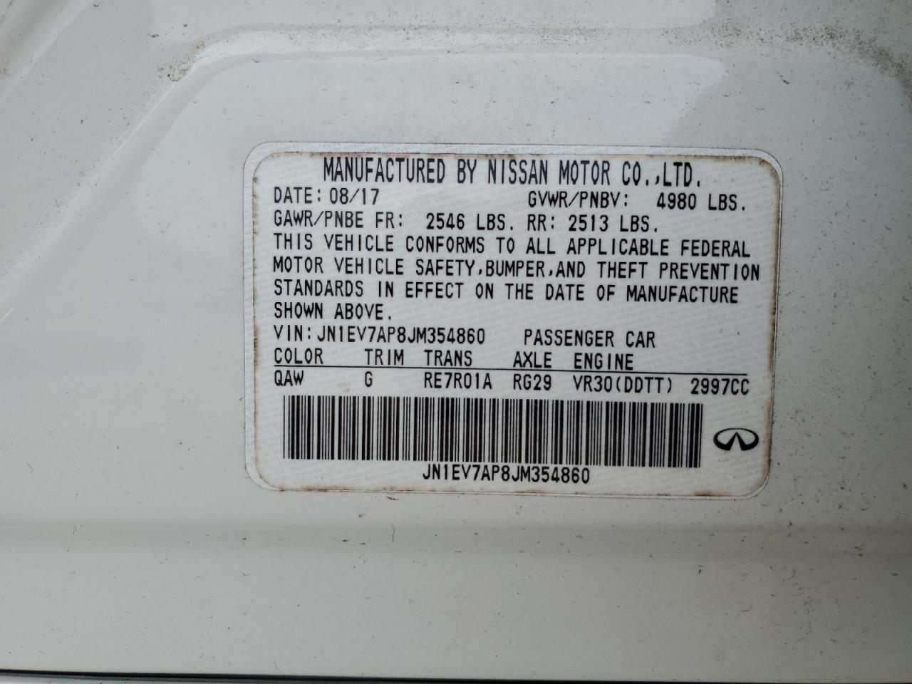 2018 Infiniti Q50 Luxe VIN: JN1EV7AP8JM354860 Lot: 91425075