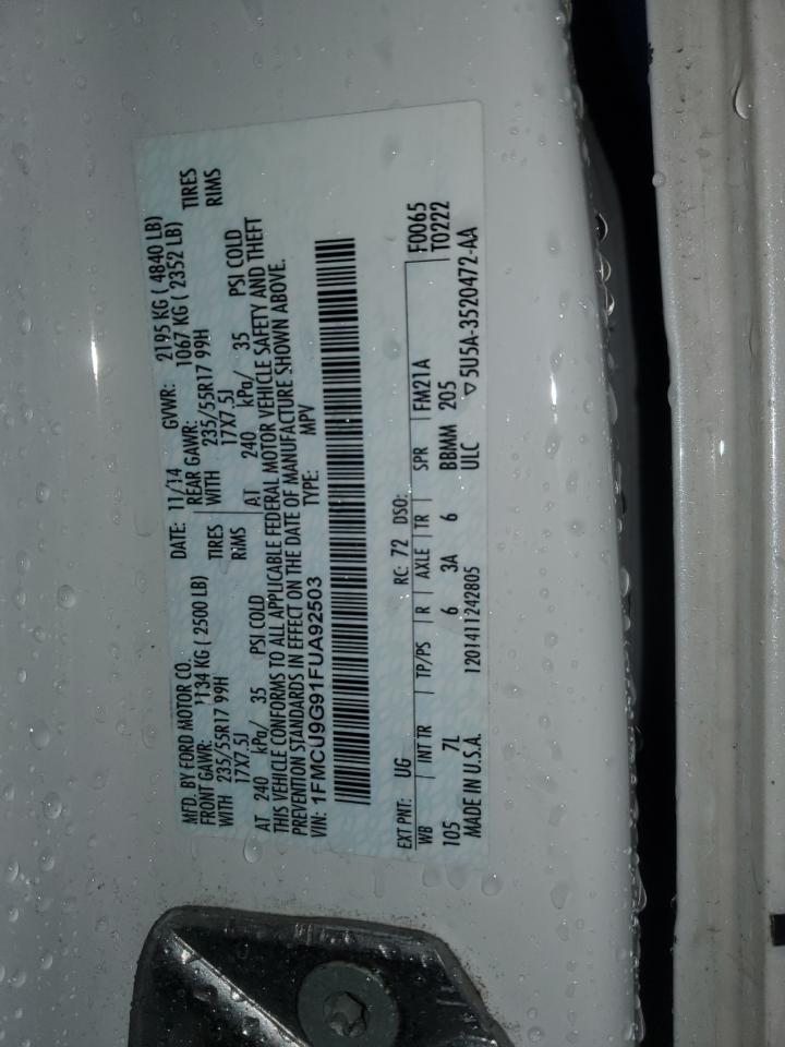 2015 Ford Escape Se VIN: 1FMCU9G91FUA92503 Lot: 93144585