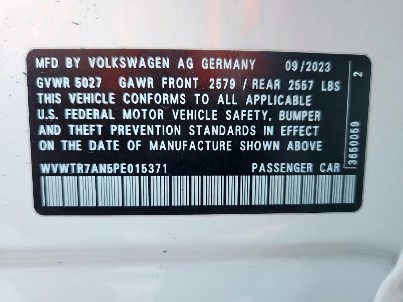 2023 Volkswagen Arteon Sel Premium R-Line VIN: WVWTR7AN5PE015371 Lot: 91200585