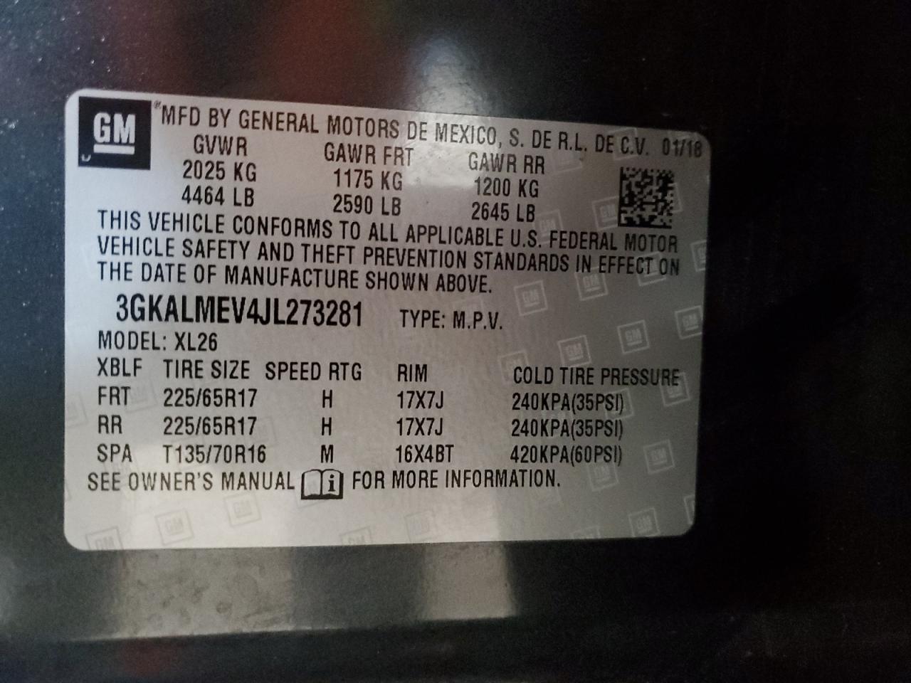 2018 GMC Terrain Sle VIN: 3GKALMEV4JL273281 Lot: 93403495