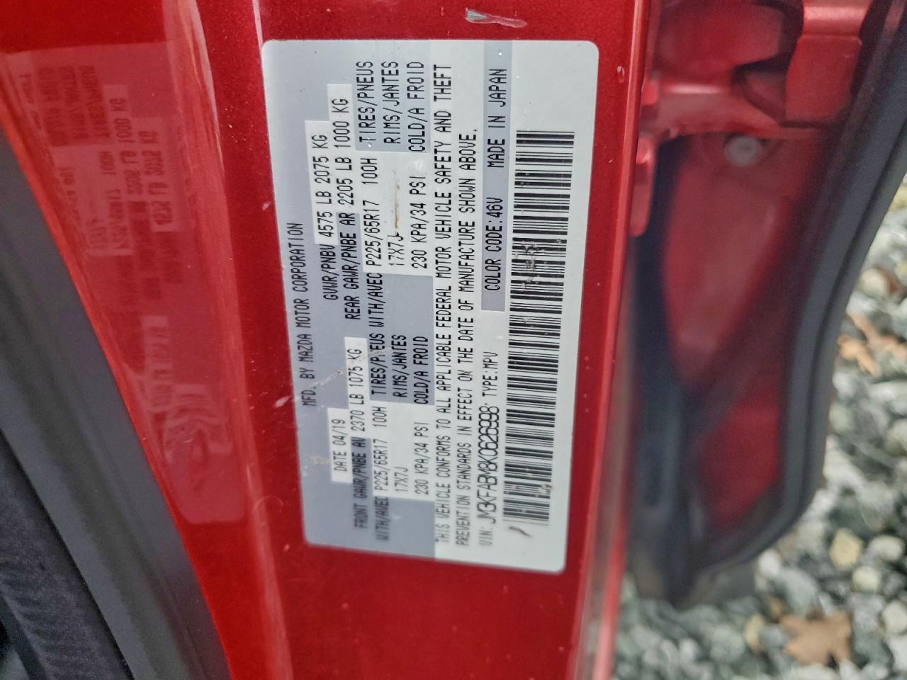 2019 Mazda Cx-5 Sport VIN: JM3KFABM8K0626998 Lot: 94632485