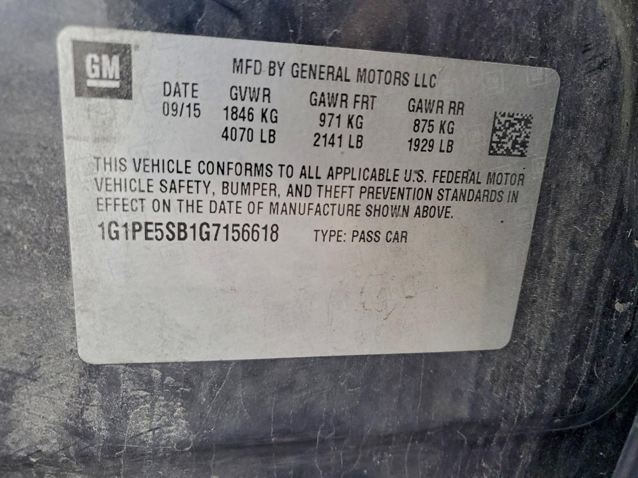 2016 Chevrolet Cruze Limited Lt VIN: 1G1PE5SB1G7156618 Lot: 94037675