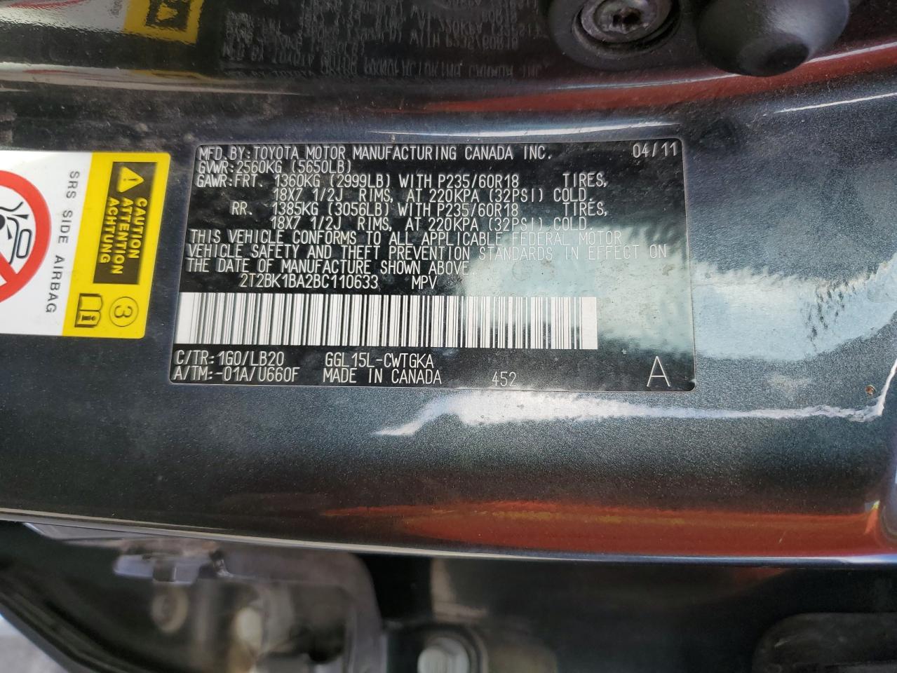 2011 Lexus Rx 350 VIN: 2T2BK1BA2BC110633 Lot: 90834755