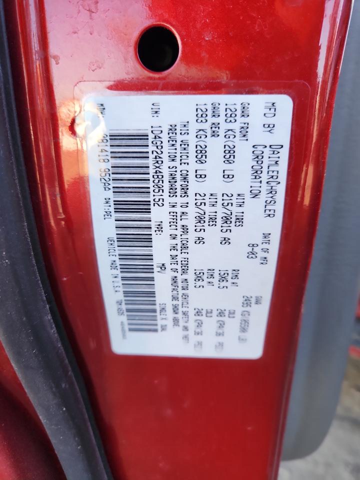 2004 Dodge Grand Caravan Se VIN: 1D4GP24RX4B505152 Lot: 82729715