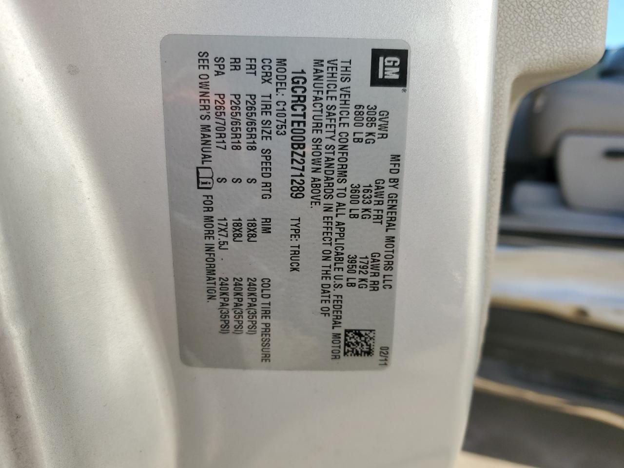 2011 Chevrolet Silverado C1500 Ltz VIN: 1GCRCTE00BZ271289 Lot: 90715805