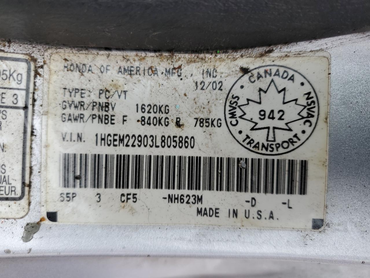 2003 Honda Civic Ex VIN: 1HGEM22903L805860 Lot: 90977775