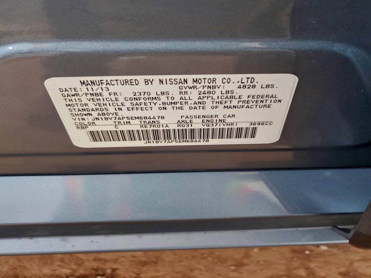 2014 Infiniti Q50 Base VIN: JN1BV7AP5EM684478 Lot: 93996175