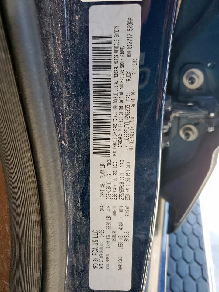 2020 Ram 1500 Laramie VIN: 1C6SRFJT6LN243255 Lot: 91573825