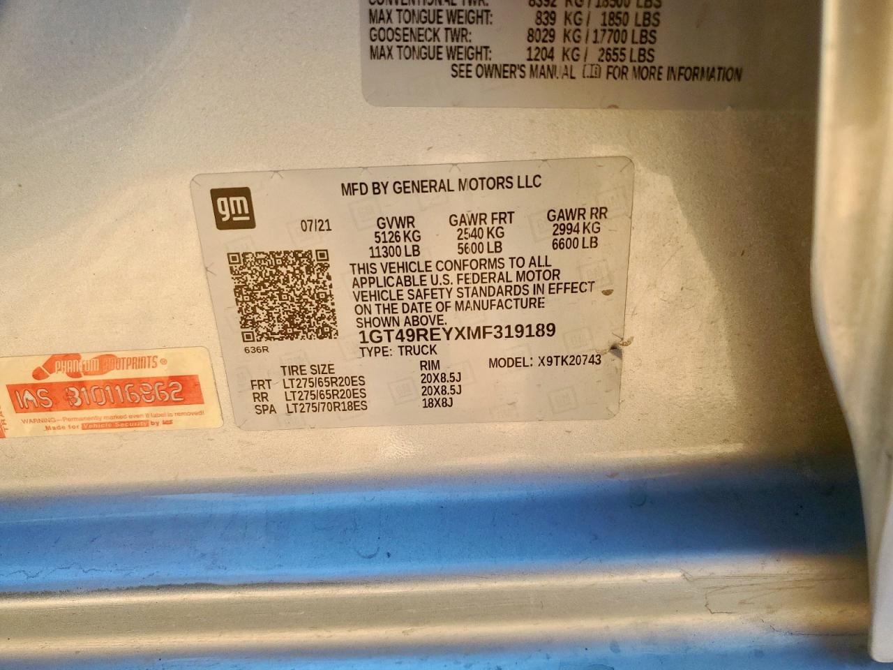 2021 GMC Sierra K2500 Denali VIN: 1GT49REYXMF319189 Lot: 90333945