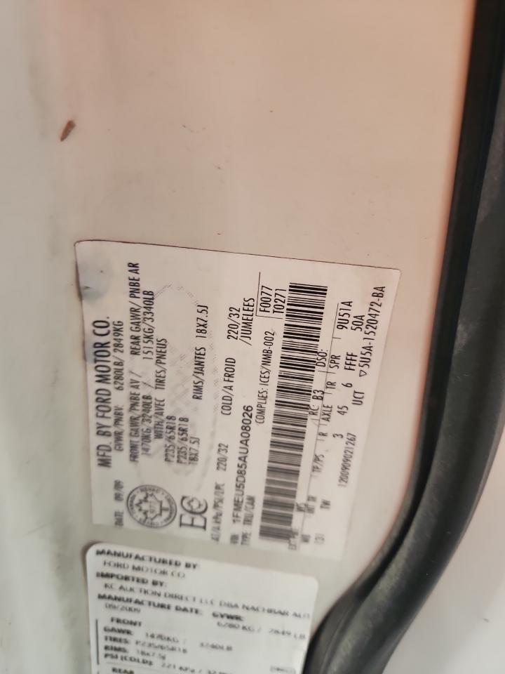 2010 Ford Explorer Sport Trac Limited VIN: 1FMEU5D85AUA08026 Lot: 93385925