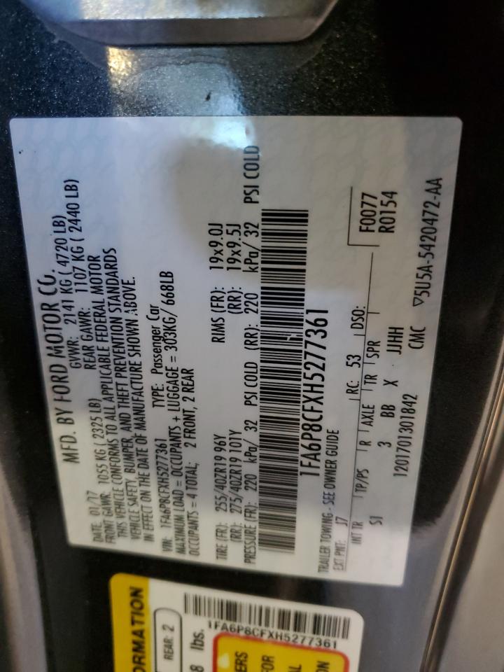 2017 Ford Mustang Gt VIN: 1FA6P8CFXH5277361 Lot: 91071235