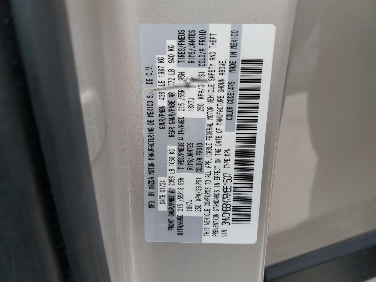 2024 Mazda Cx-30 Select VIN: 3MVDMBBM7RM651507 Lot: 93470355