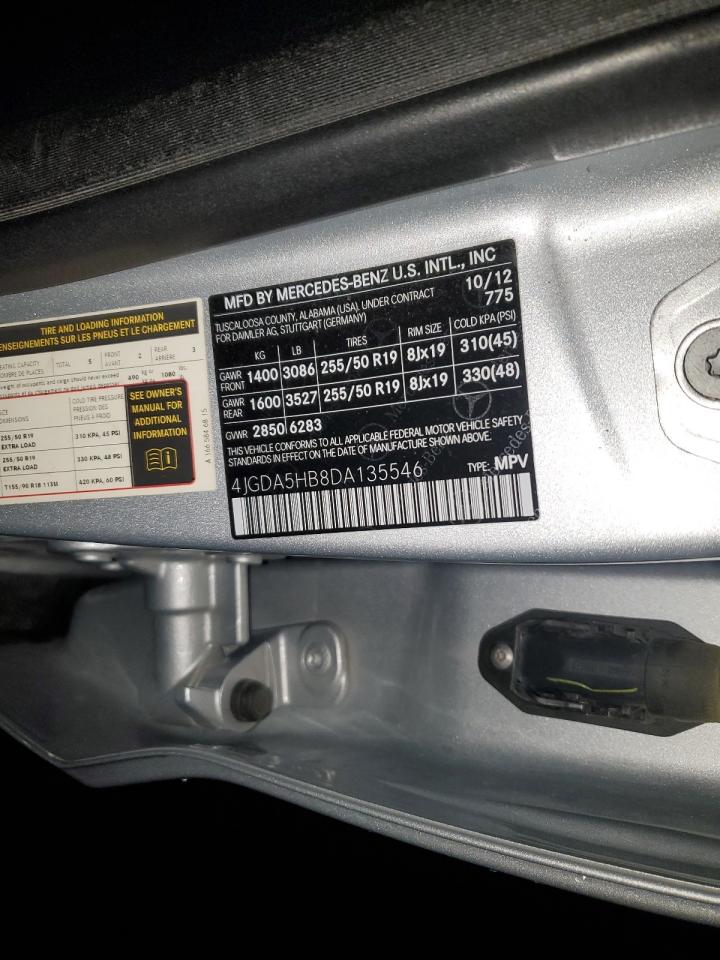 2013 Mercedes-Benz Ml 350 4Matic VIN: 4JGDA5HB8DA135546 Lot: 92089175