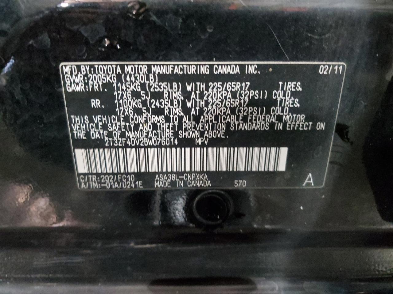 2011 Toyota Rav4 VIN: 2T3ZF4DV2BW076014 Lot: 90521995