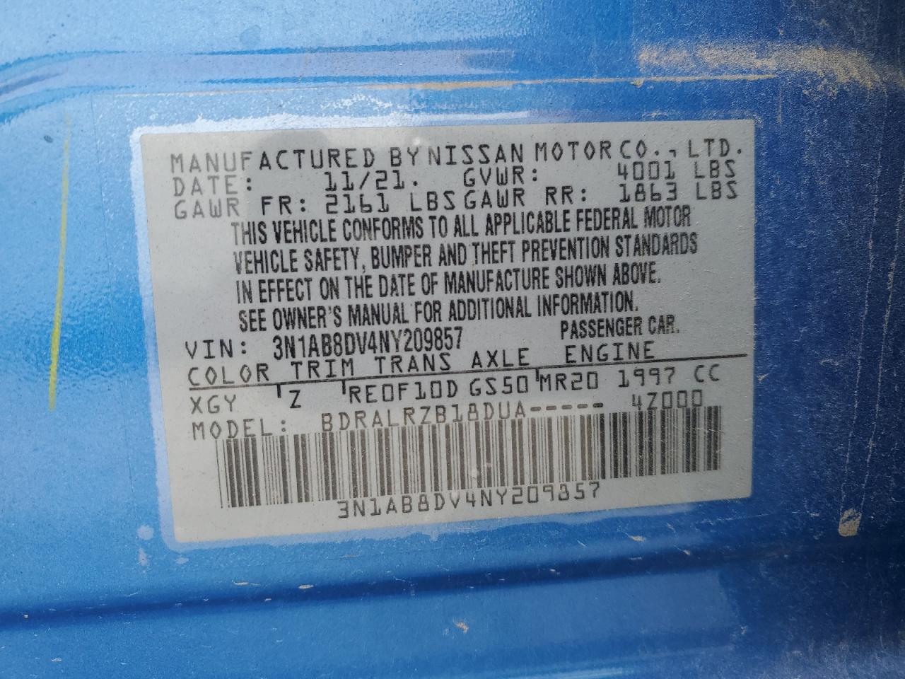 2022 Nissan Sentra Sr VIN: 3N1AB8DV4NY209857 Lot: 92074415