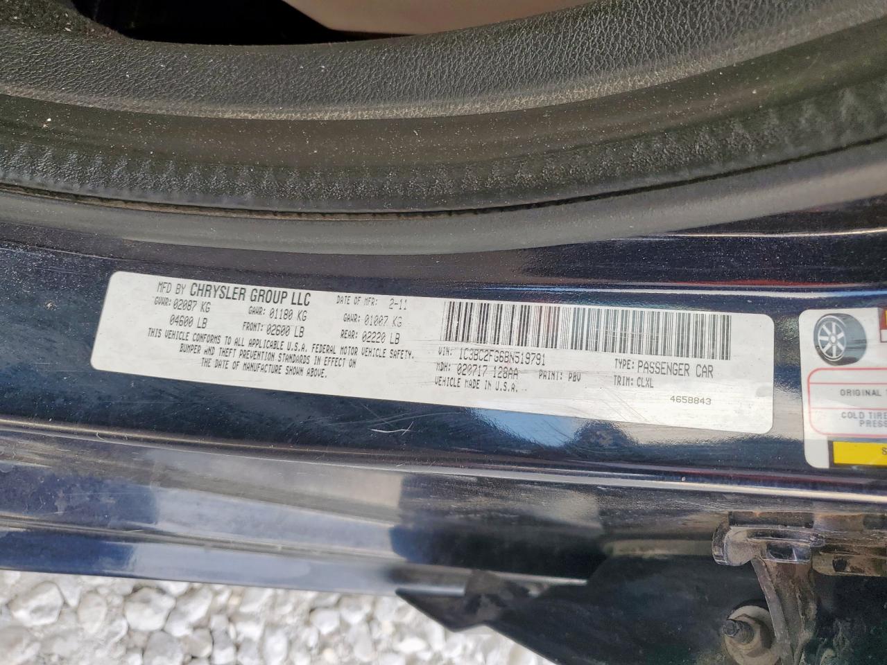 2011 Chrysler 200 Limited VIN: 1C3BC2FG6BN519791 Lot: 93769935