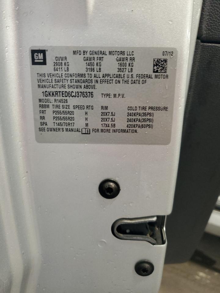 2012 GMC Acadia Denali VIN: 1GKKRTED6CJ376376 Lot: 93458835