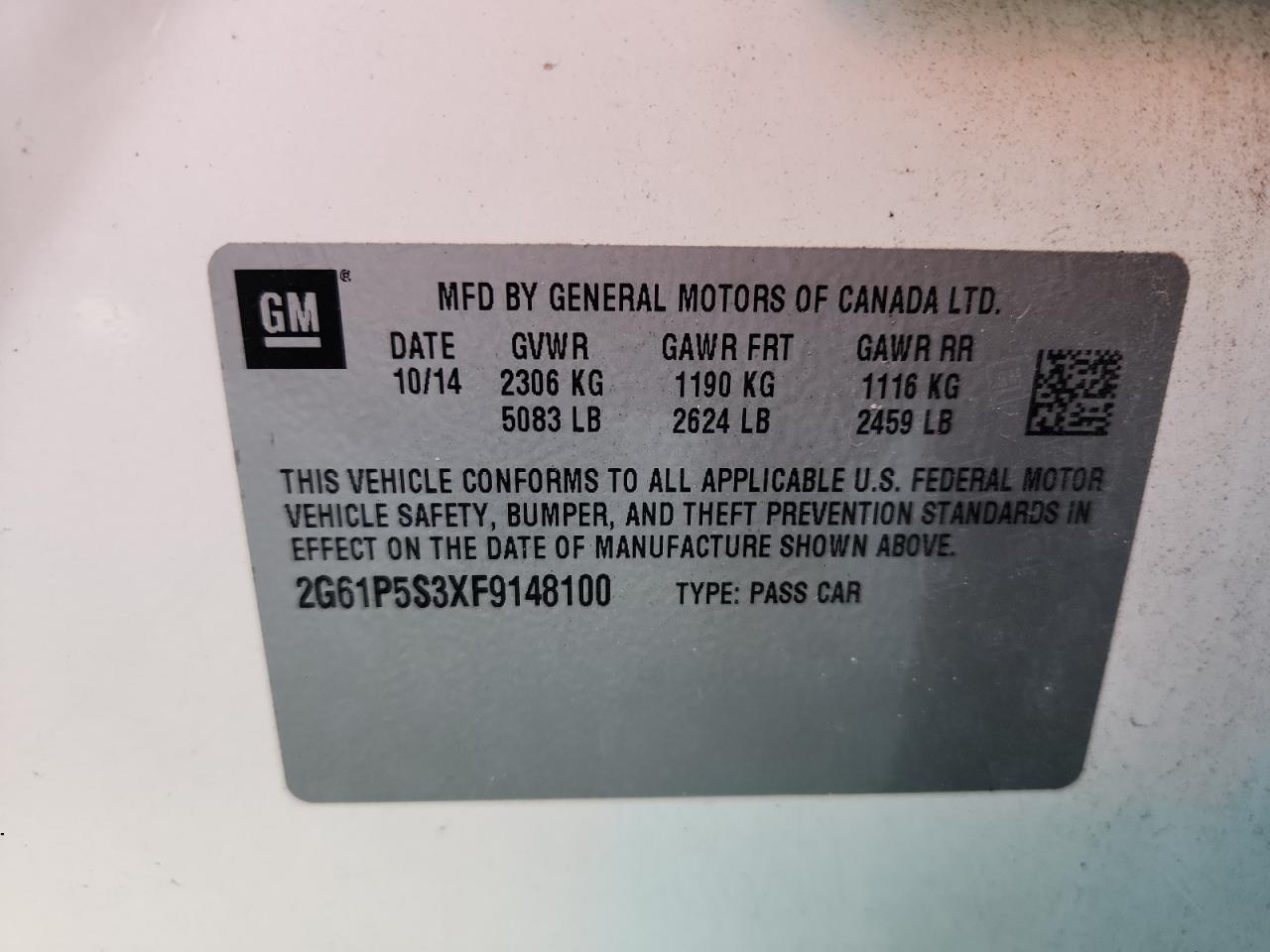 2015 Cadillac Xts Premium Collection VIN: 2G61P5S3XF9148100 Lot: 93071945