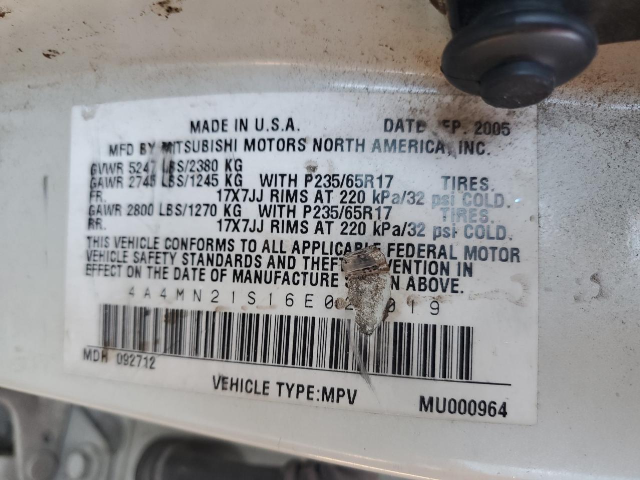 2006 Mitsubishi Endeavor Ls VIN: 4A4MN21S16E028019 Lot: 92257715