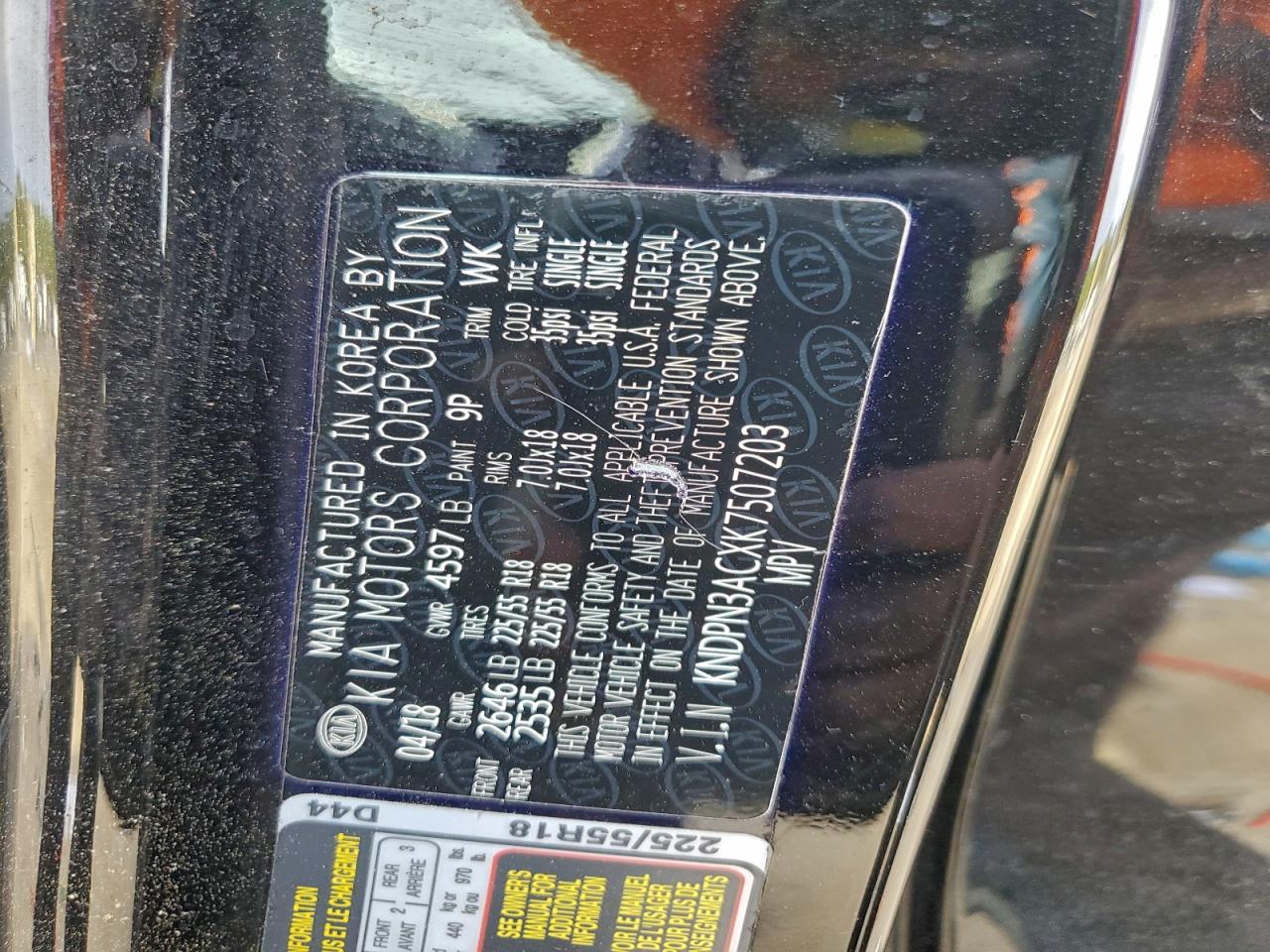 2019 Kia Sportage Ex VIN: KNDPN3ACXK7507203 Lot: 93643505