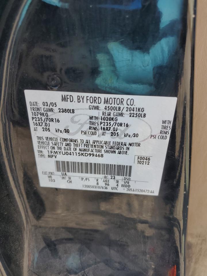 2005 Ford Escape Limited VIN: 1FMYU04115KD99468 Lot: 91650615