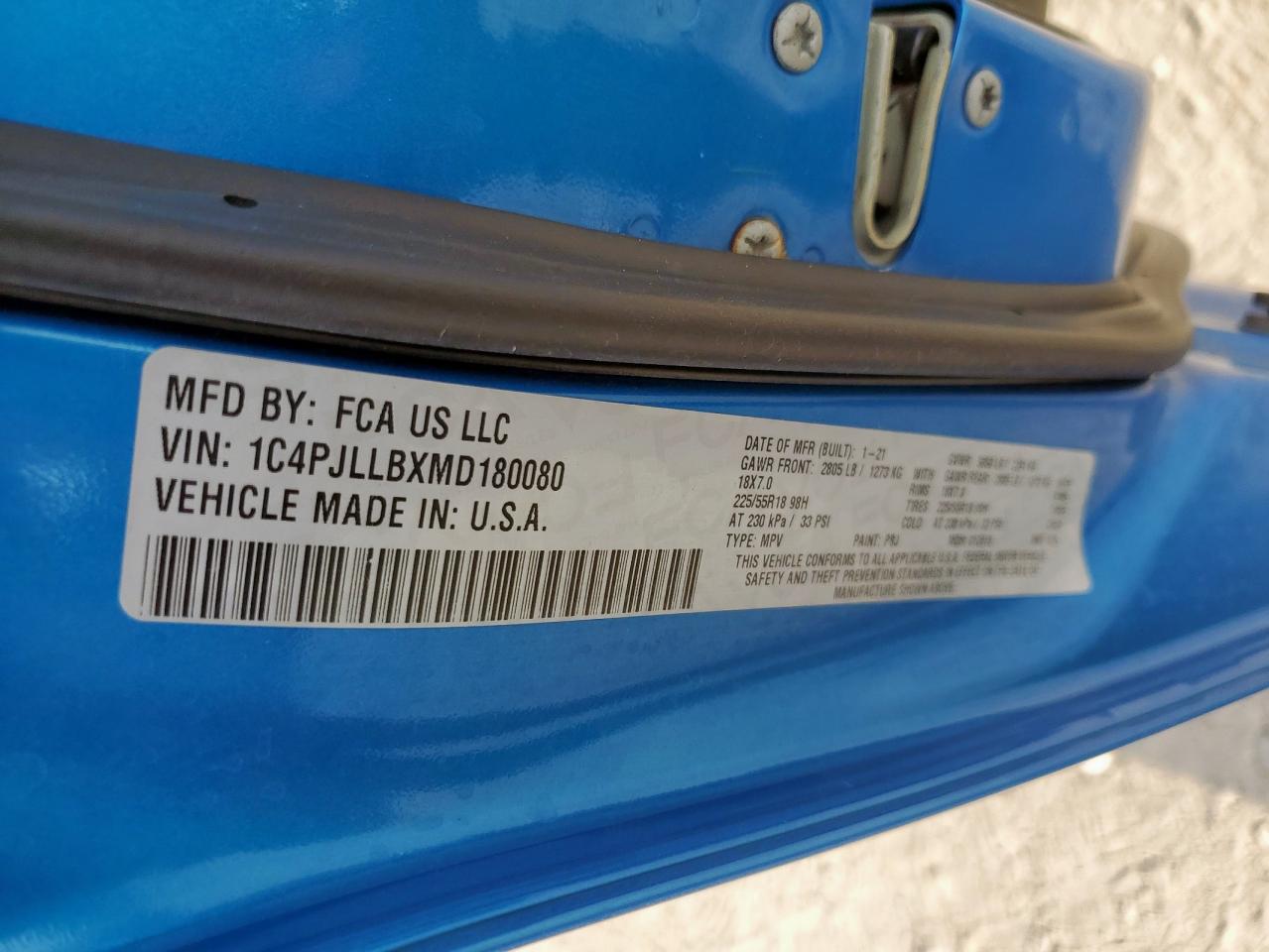 2021 Jeep Cherokee Latitude Plus VIN: 1C4PJLLBXMD180080 Lot: 93453565