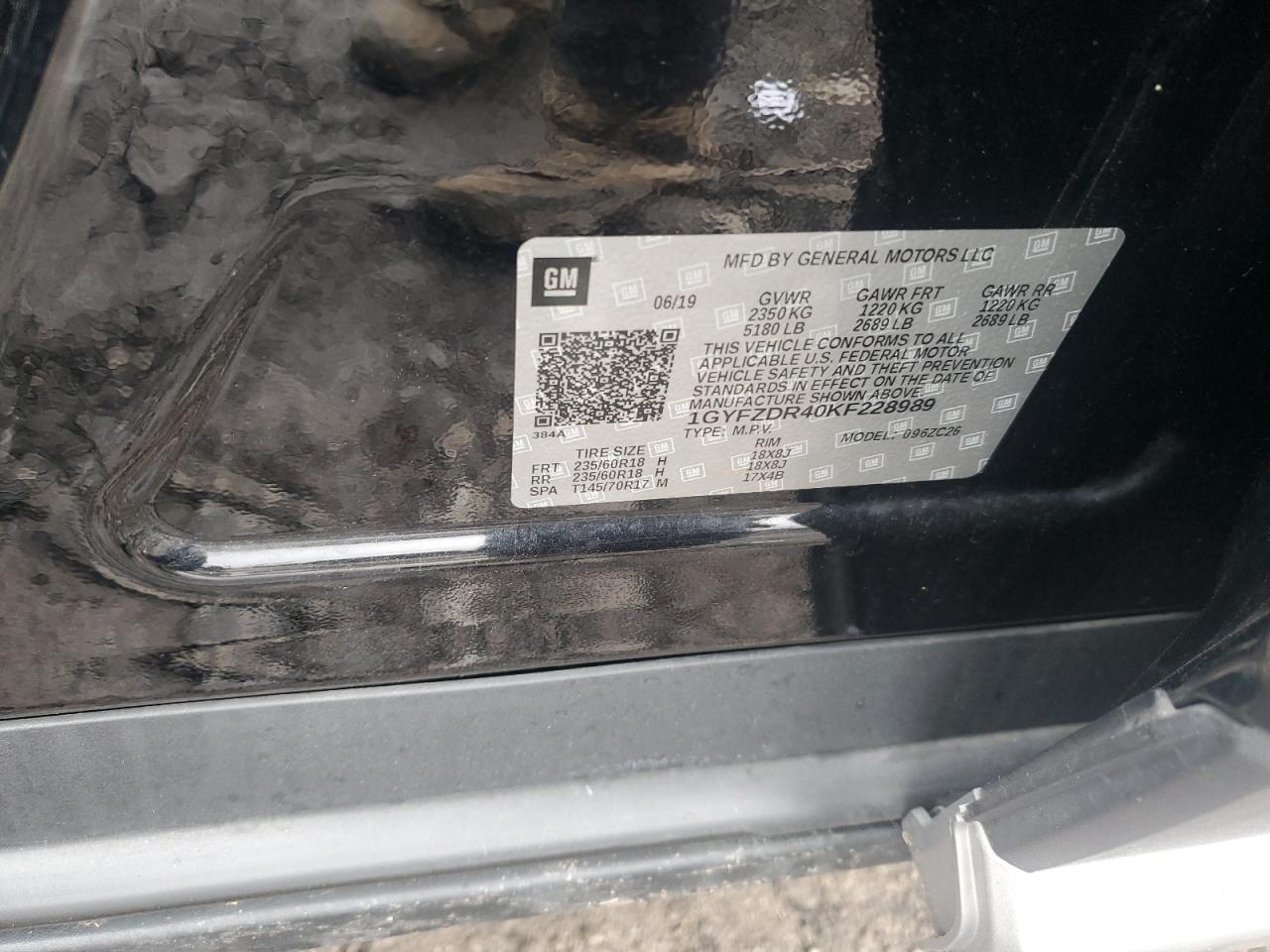 2019 Cadillac Xt4 Premium Luxury VIN: 1GYFZDR40KF228989 Lot: 93294955