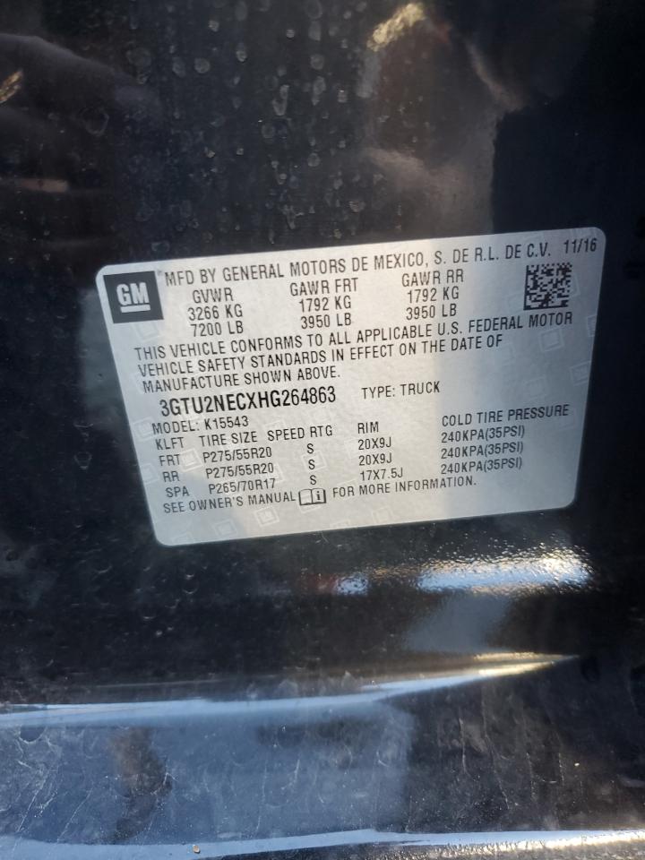 2017 GMC Sierra K1500 Slt VIN: 3GTU2NECXHG264863 Lot: 89876885