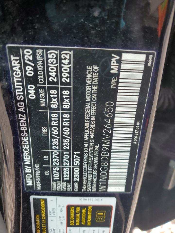 2021 Mercedes-Benz Glc 300 VIN: W1N0G8DB9MV264650 Lot: 92041435