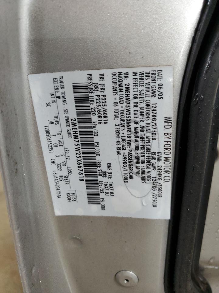 2005 Mercury Grand Marquis Ls VIN: 2MEHM75W25X667818 Lot: 92708385