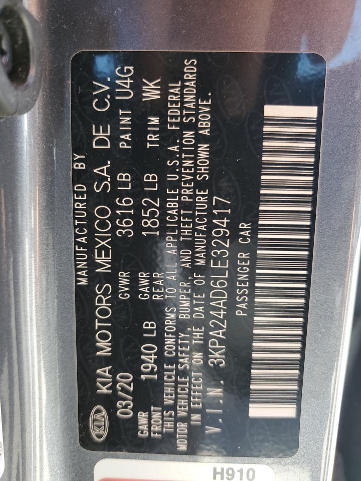2020 Kia Rio Lx VIN: 3KPA24AD6LE329417 Lot: 92448745