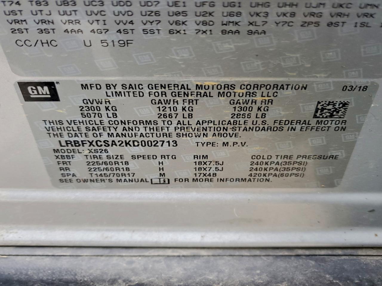 2019 Buick Envision Essence VIN: LRBFXCSA2KD002713 Lot: 94655535