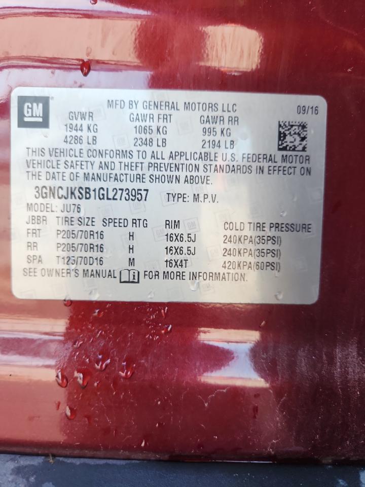 2016 Chevrolet Trax Ls VIN: 3GNCJKSB1GL273957 Lot: 92881725