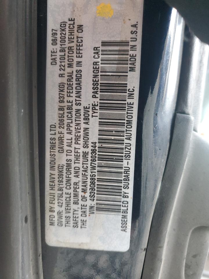 1998 Subaru Legacy 30Th Anniversary Outback VIN: 4S3BG6851W7603644 Lot: 93370585