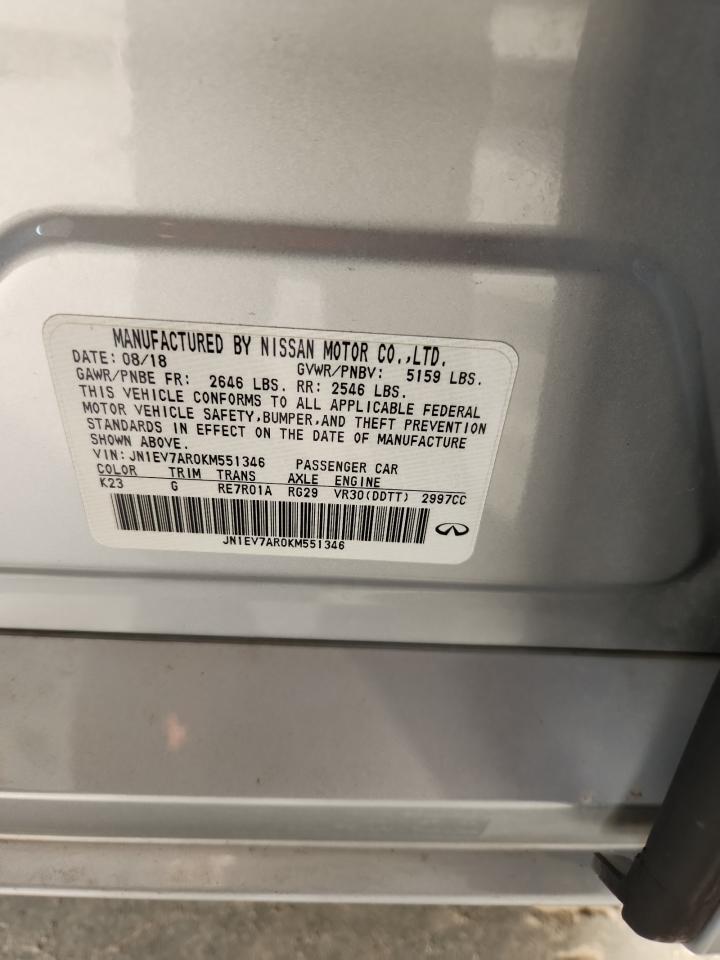 2019 Infiniti Q50 Luxe VIN: JN1EV7AR0KM551346 Lot: 93629475