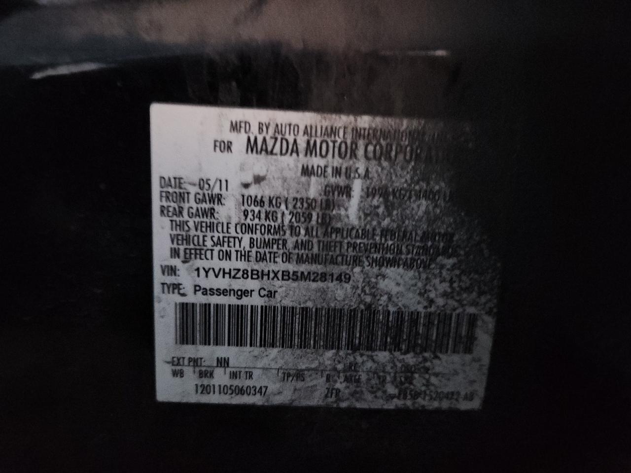 2011 Mazda 6 I VIN: 1YVHZ8BHXB5M28149 Lot: 90382065