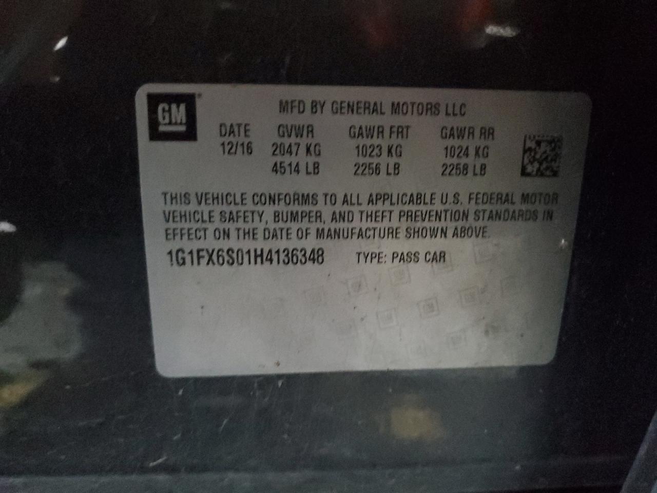 2017 Chevrolet Bolt Ev Premier VIN: 1G1FX6S01H4136348 Lot: 89660895