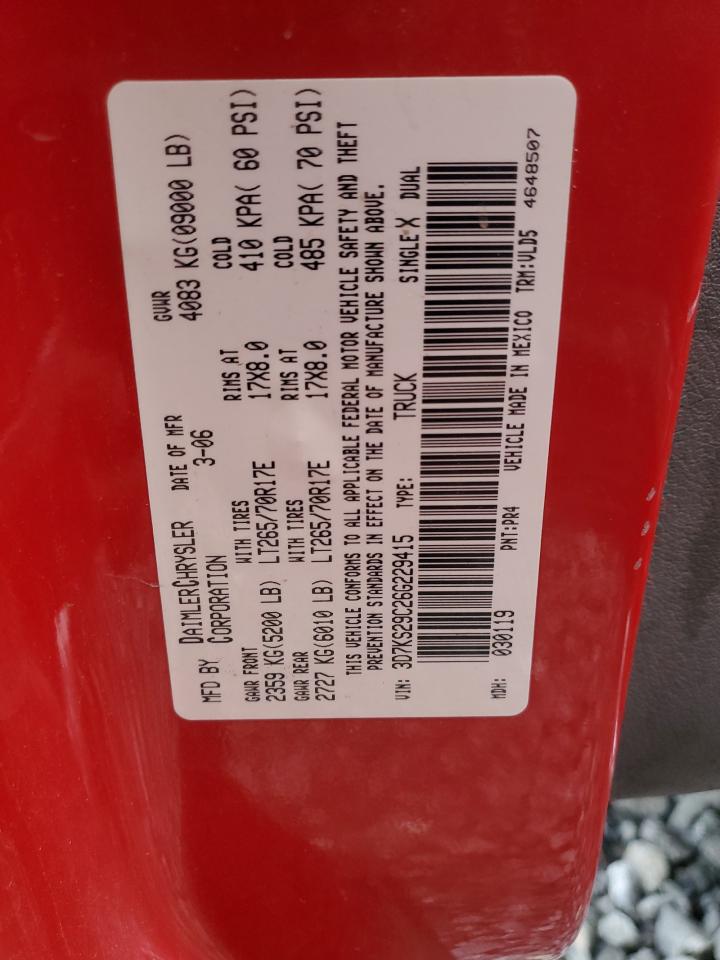 2006 Dodge Ram 2500 VIN: 3D7KS29C26G229415 Lot: 90525805