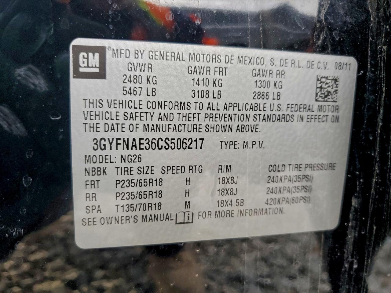 2012 Cadillac Srx Luxury Collection VIN: 3GYFNAE36CS506217 Lot: 94697825