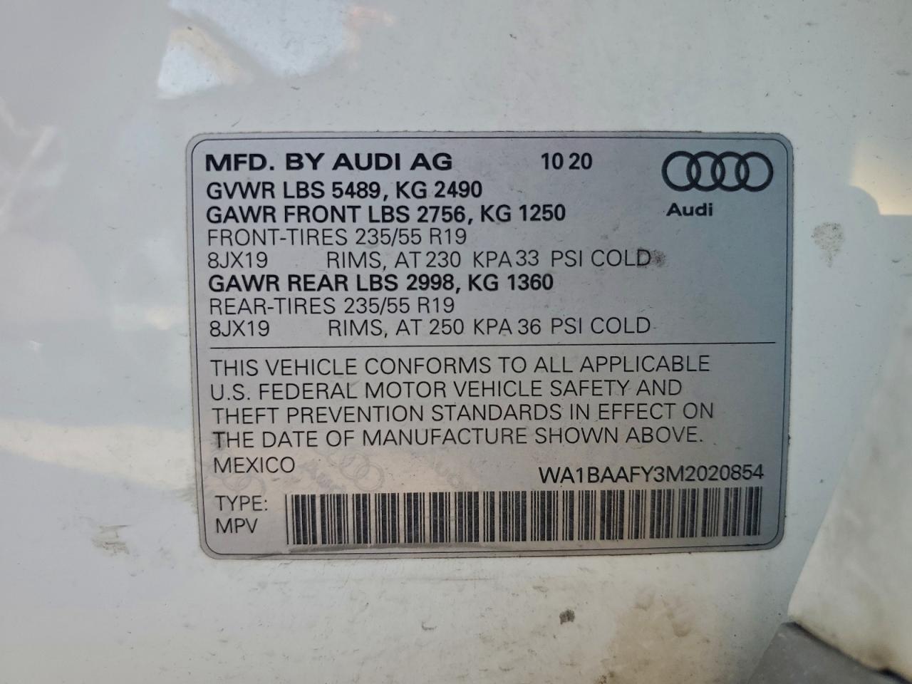2021 Audi Q5 Premium Plus VIN: WA1BAAFY3M2020854 Lot: 93636715