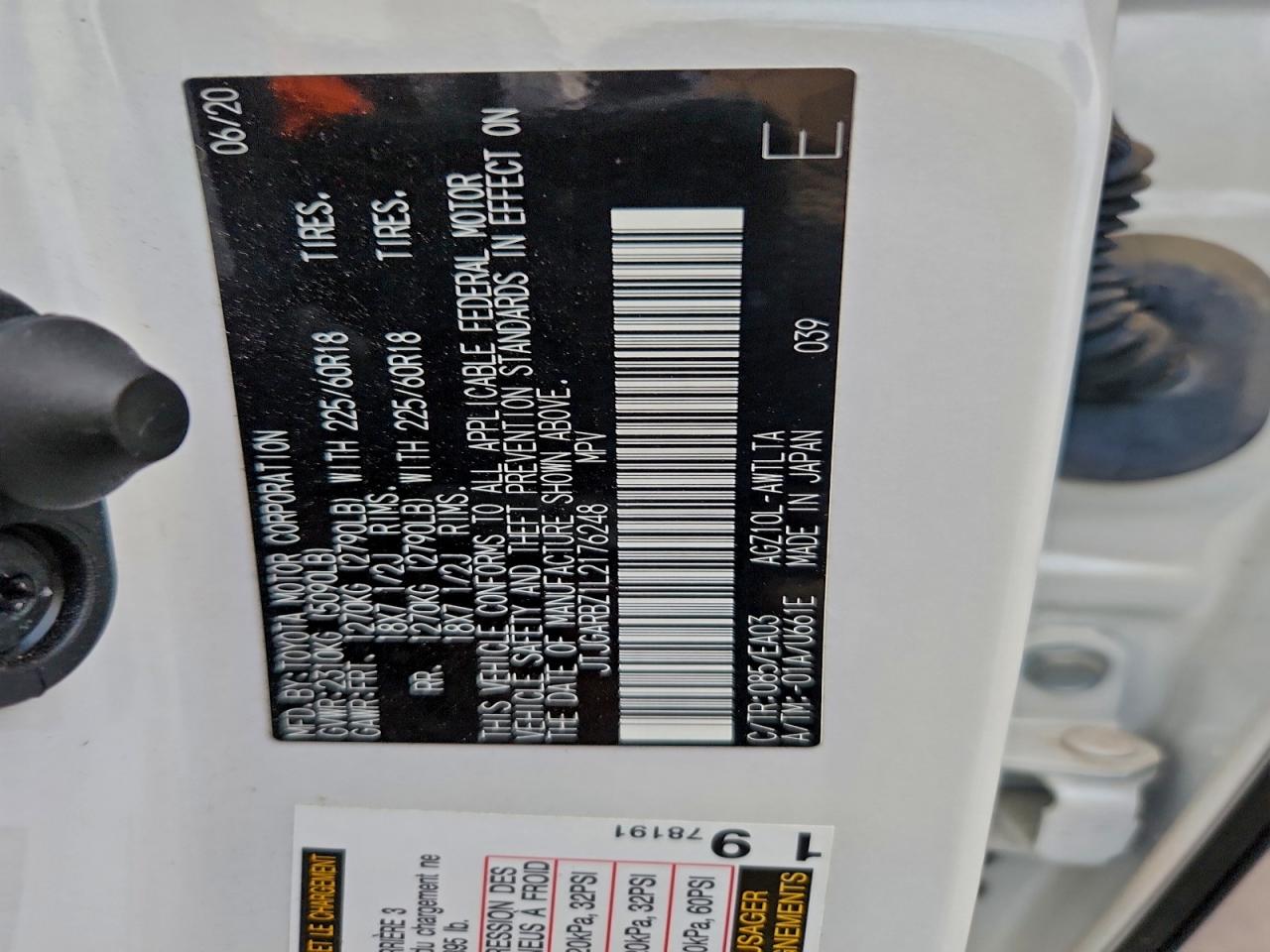 2020 Lexus Nx 300 VIN: JTJGARBZ1L2176248 Lot: 93924745