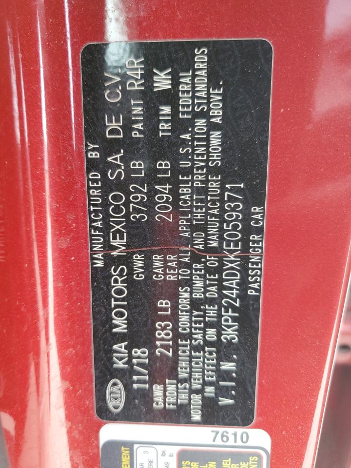 2019 Kia Forte Fe VIN: 3KPF24ADXKE059371 Lot: 91504715