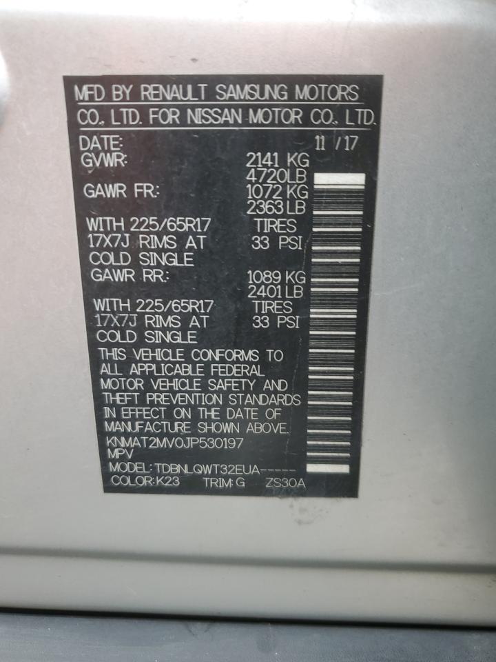 2018 Nissan Rogue S VIN: KNMAT2MV0JP530197 Lot: 92425685